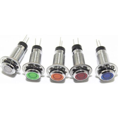 FILN CE flat head 8mm 12v 24v 110v 220v metal led indicator light kitchen equipment signal lamp without wire