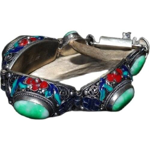 China old Cloisonne inlaid jade bracelet