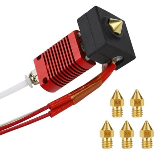 6pcs Hotend Kit Nozzle Extruder Hotend 0.4mm MK8 Nozzle Kit with PTFE Tubing for Creality Ender 3/Ender 3 Pro 3D Printer Parts