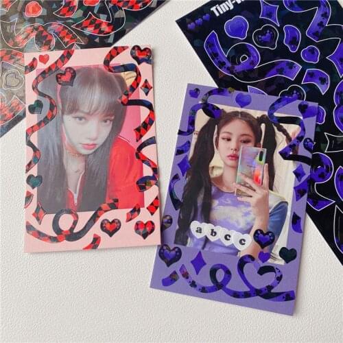 Korean Ins Gothic Ribbon Laser Sticker DIY Scrapbooking Idol Card Album Hand Account Deco Kawaii Stationery Decorative Stickers