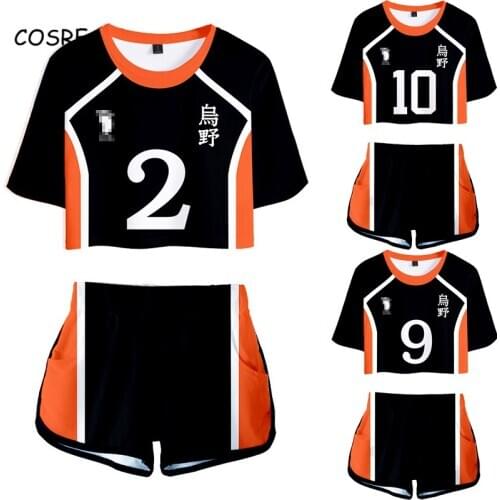 Haikyuu!! Cosplay Costume Men Hinata Shoyo Shirt Shorts Sports Suits Sugawara Koushi Uniform Running Set Bino High School Women