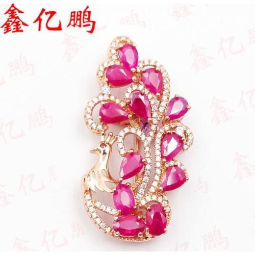 925 silver inlaid natural ruby pendant