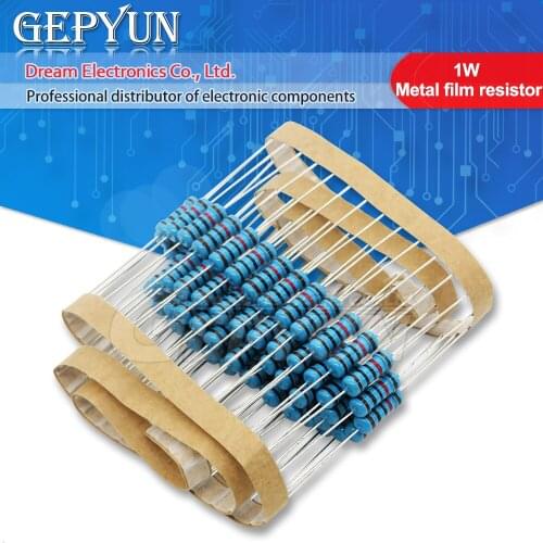50pcs 1W Metal film resistor 1R ~ 1M 1% 2R 10R 22R 47R 100R 330R 1K 4.7K 10K 22K 47K 100K 330K 470K 1 2 10 22 47 100 330 ohm