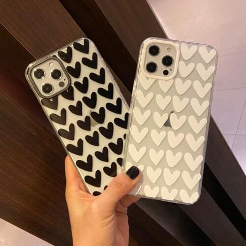 Cute Transparent Love Heart Phone Case For iPhone 11 12 Pro Max Mini 7 8 Plus X XS Max XR Fashion Protection Soft TPU Back Cover