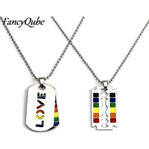 Fashion Rainbow Gay Lovers LGBT Pendant Jewelry Necklace Rainbow Love Accessories Lesbian Jewelry