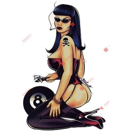 SEXY Smoking GIRL 8 BALL Hot Rod Tattoo Hottie STICKER/ DECAL By Vincente Car Decal Decoration Laptop