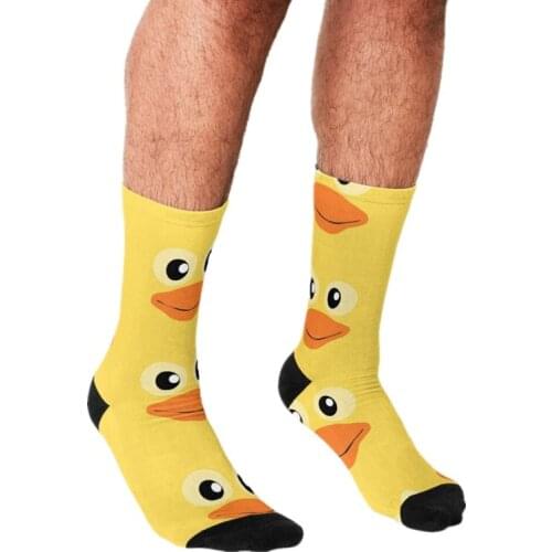 Mens socks Funny Rubber Duck face Printed Socks Men harajuku Happy hip hop Novelty cute boys Crew Casual Crazy Socks for men