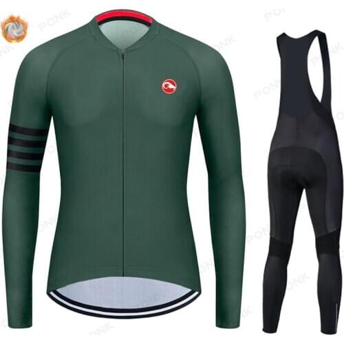 New 2020 Racing Thermal Fleece Cycling Jersey Set Bicycle Cycling Bib Shorts Bike Jersey Set Ropa Ciclismo Hombre Cycling Kit