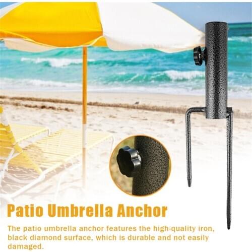 2020 New 35cm Patio Umbrella Iron Anchor Beach Umbrella Heavy Duty Metal Ground Grass Auger Holder Stands Outdoor Parasol Base