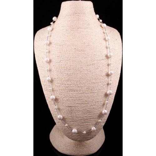 New Style Fashion Without Buckle Freshwater Pearl Necklace Charms For Women Sweater Clothes Necklace Jewelry Gift