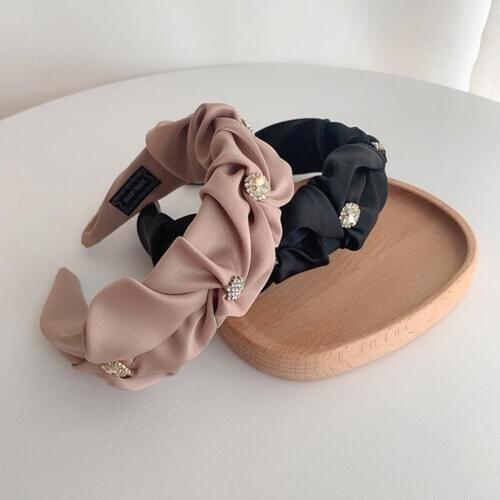2021 New Wide Hair Bands Pleated Satin Headband Accessories Hoop Girls Hair Women Hairbands Hair Bezel Turban E2I6