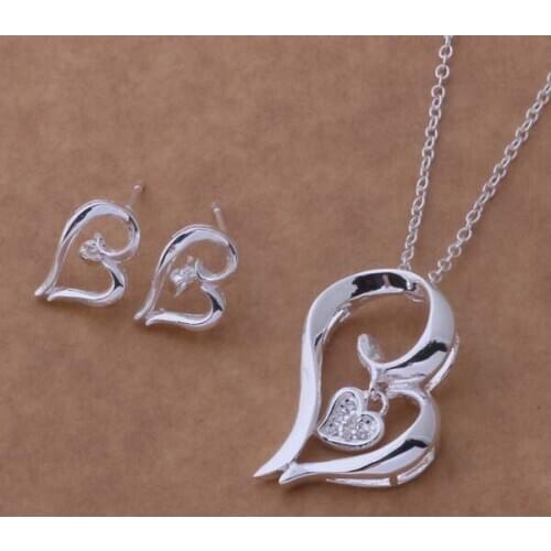 Silver plated Jewelry Sets Earring 444 + Necklace 165 /aviajmpa dugamlna AS292