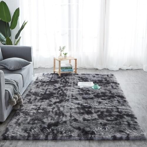 Grey Carpet Tie Dyeing Plush Soft Carpets For Living Room Bedroom Anti-slip Floor Mats Bedroom Water Absorption Carpet Rugs