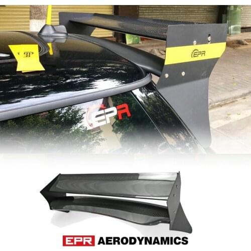 Carbon Fiber M7 Style Roof Spoiler Glossy Finish Double Blade Rear Wing Body Kit Trim (Aluminum End Cap) For Mini Cooper S R56