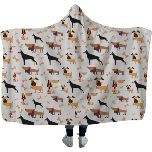 Dachshund 3D Printing Throw Hooded Blanket Wearable Warm Fleece Bedding Office Quilts Soft Adults Travel 19