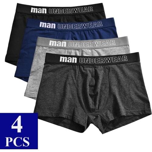 4 Pcs/lot Cotton Men Underwear Boxershorts Men Underpants Boxer Homme Underwear Men Breathable Solid Man UnderwearGay Underwear