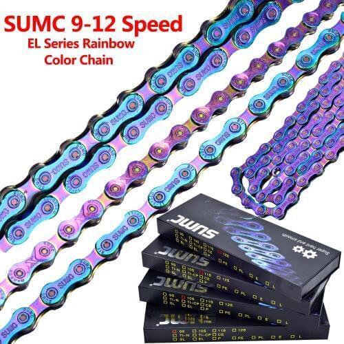 SUMC Bike Chain Colorful Bicycle Chain 9/10/11/12 Speed Ultralight Chain Rainbow Chain with Magic Buckle