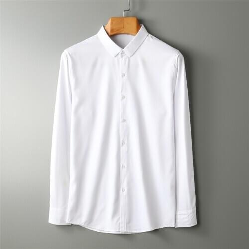 Spring Long Sleeve Casual Business Boys Slim Fit Silk Shirt Thin Social Men White Shirt Male Korean Formal Oversized Shirt Top