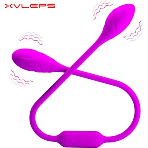 Xvleps Powerful 12 Frequency Vibrating Two Ended Bullet Vibrator Super Long Double Head Sex Toys Vibrators for Women Clitoris