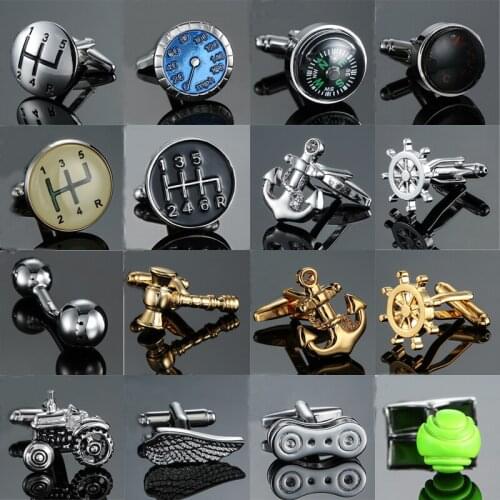 Fashion Mens Cufflinks Stainless Steel Business Cufflinks For Gentlemen novelty chain Tennis Wing Compas Cuff Links Men Jewelry