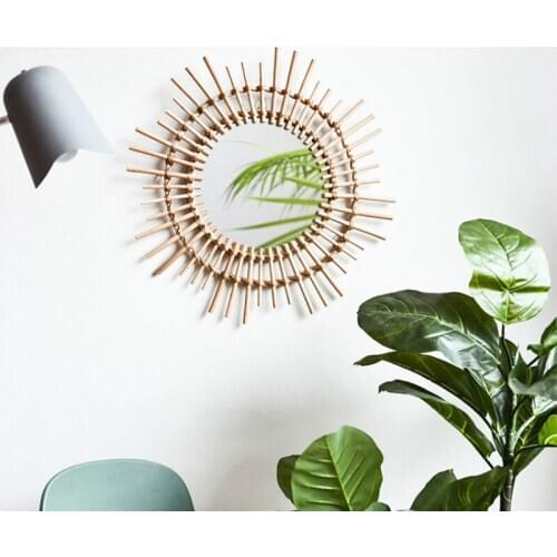 Makeup Mirror Rattan Makeup Mirror Creative Artist Home Decoration Wall Mirror Decoration