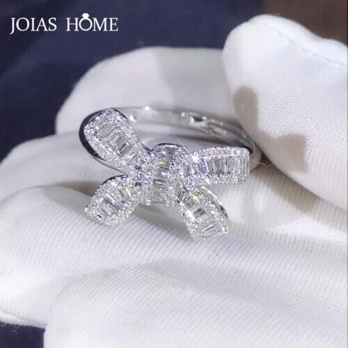 JoiasHome Luxury 925 sterling silver ring for women Trendy Fine Jewelry Gemstones Bowknot AAA Zircon Delicate women wedding ring