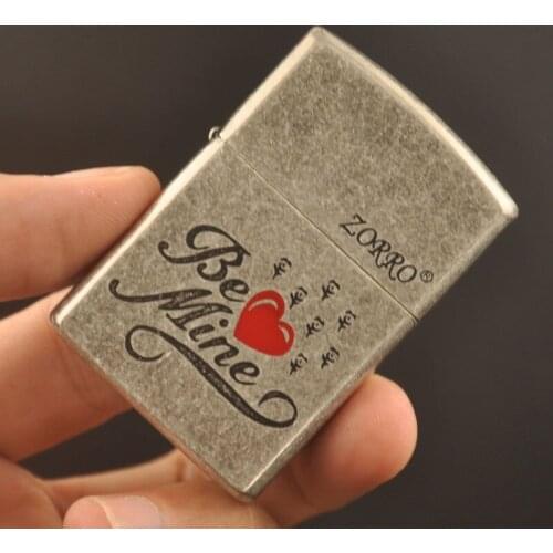 Zorro Ancient Silver Pure Copper Shell Kerosene Windproof Lighter Nostalgic Creative Smoking Gift