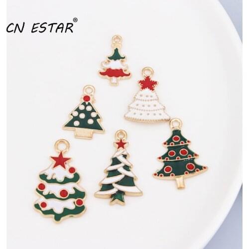 10pcs/Lot Christmas Tree Style Enamel Charms Jewelry Drip Alloy Keychain Pendant Hair Accessories DIY Materials