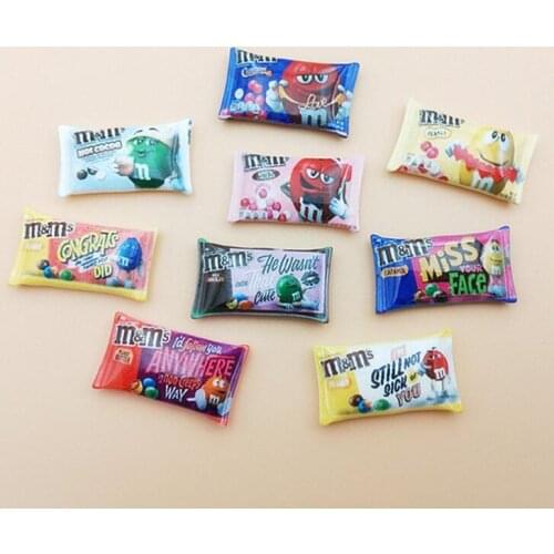 10pcs/lot Kawaii Resin M Beans Chocolate Candy Flat back Resin Cabochons Decoration Craft Embellishments for Scrapbooking DIY