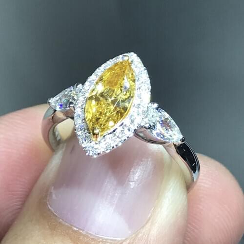 100% 18K 750Au Gold yellow Moissanite Diamond Ring D color With national certificate MO-00122
