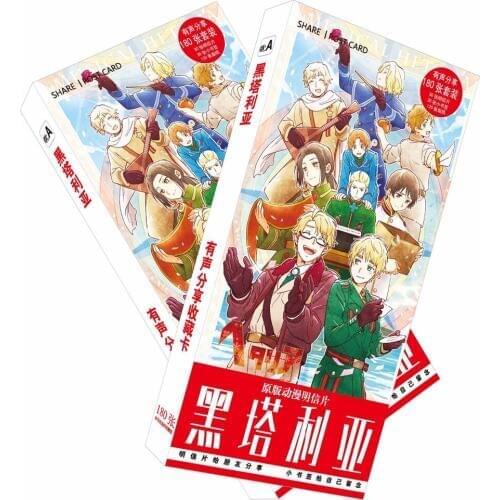 180pcs/Set Anime Axis Power Hetalia Paper Postcard/Greeting Card/Message Card/Birthday Letter Envelope Gift Card