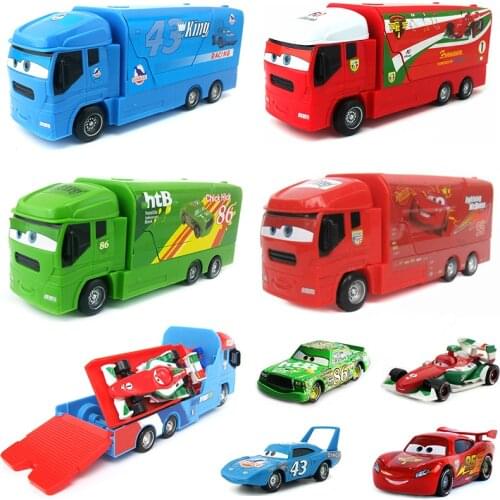 2Pcs/Set Disney Pixar Cars Lightning McQueen Jackson Storm Chick Hicks Mack Truck Diecast Model Toy Car Children Christmas Gift