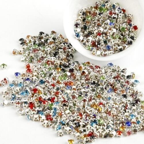 240pcs 4mm Sewing Crystal Glass Sew on Rhinestone With Silvery Claw For Clothes Craft Decoration