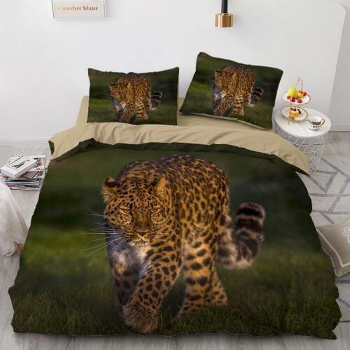3D Bedding Sets Leopard Black Blue Quilt Cover Set Comforter Bed Linen Pillowcase King Queen Full Size 155*215 Home Texitle