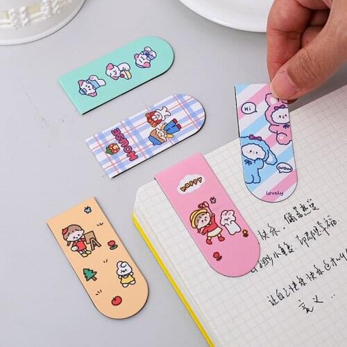 4 pcs/set cartoon animals Magnetic Bookmarks Books Marker of Page Stationery School Office Supply Student Rewarding Prize random