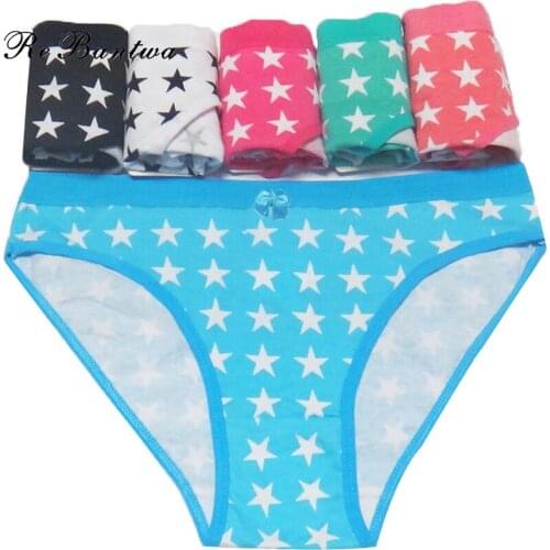 5pcs Panties For Women Boxers Underwear Cotton Cute Stars Printed New Lingerie Girl Ladies Intimates Female Briefs