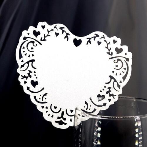50pcs Laser Cut Love Heart Table Mark Wine Glass Name Place Cards Wedding Birthday Baby Shower Christmas Party Favor Decorations