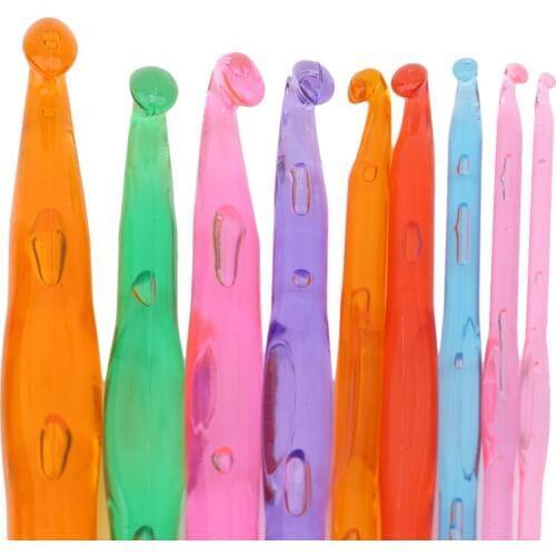 9Pcs/set Acrylic Knitting Needles Handle Crochet Hook Knit Weave Yarn Crafts DIY Knitting Tools