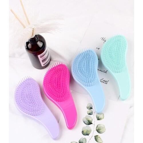 Candy Color Magic Anti-static Hair Brush Handle Tangle Detangling Comb Shower Electroplate Massage Comb Salon Hair Styling Tool