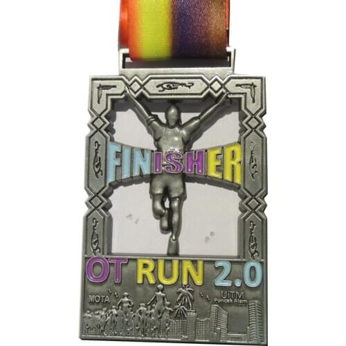 Run medals cheap OEM 3D medals with ribbons high quality custom sports medals with enamel color