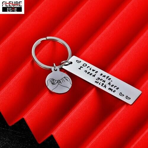 Stainless Steel Keyrings Gift Drive Safe I Need You Here With Me Keychains Couples Boyfriend Bag Key Chains