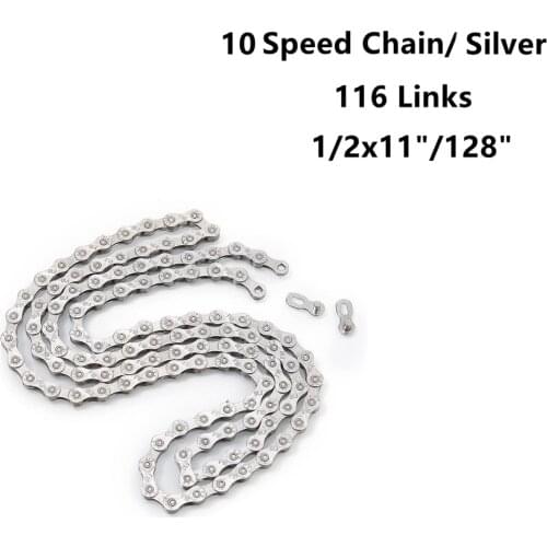 ZHIQIU FSC 10 Speed 116 Links MTB Bicycle Chain, Silver,Gold (1/2x11/128-Inch) Compatible with 9 Speed
