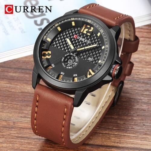 CURREN Men Watches Brand Luxury Leather Strap Waterproof Sport Quartz Chronograph Military Watch Men Clock Relogio Masculino