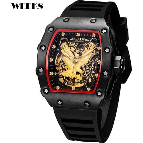 Luxury Automatic Mechanical Watch Famous Top Brand Men Hip Hop Mens Eagle Watches Male Tonneau Clock Hombre Relogio Masculino