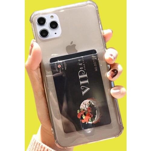Slot Card Holder Phone Case for iPhone 11 Pro Max X XS Max XR 7 8 Plus Transparent Back Cover ID Credit Slot TPU iPhone case