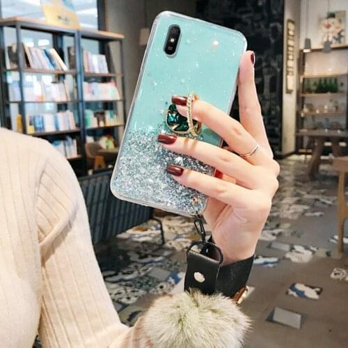 For Xiaomi Mi 9 8 SE Case Luxury Bling Glitter Ring Stand Phone Cover Xiaomi Mi A3 9 Lite Covers With Hairball Bumper Funda Capa