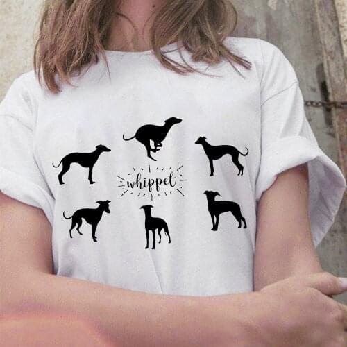 Dog Printed T-shirt for Women Short Sleeve Greyhound Dog Minimalist Quotes Print Summer White Round Harajuku Female Tshirt