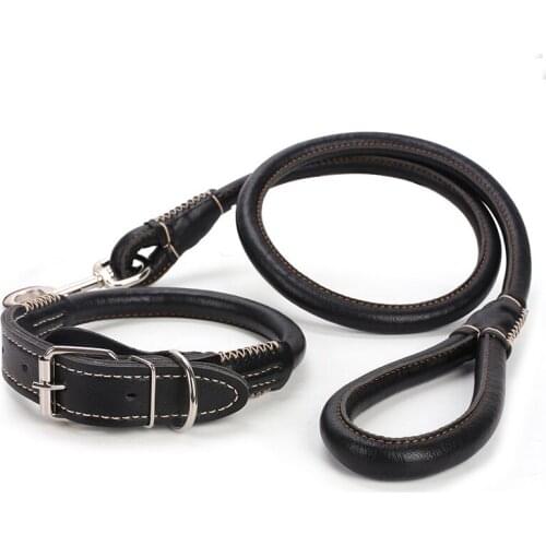 Large Dog Collars Leather Collar Leash High Quality Dogs Collar for Meduim Large Dogs Pug Pitbull Husky Shepherd Pet Accessories