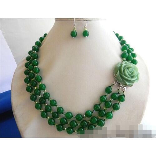 3Strands 18" 8mm Round Crystal Necklace