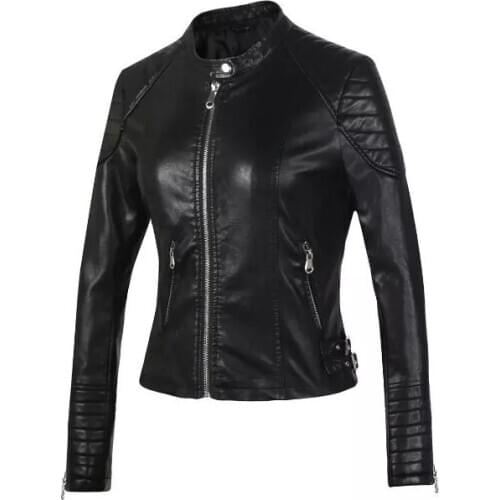 Faux Leather Jackets Women Casual Pockets Zipper Winter Coat Women 2020 Ladies Leather Jacket Black Pu Mama Gothic